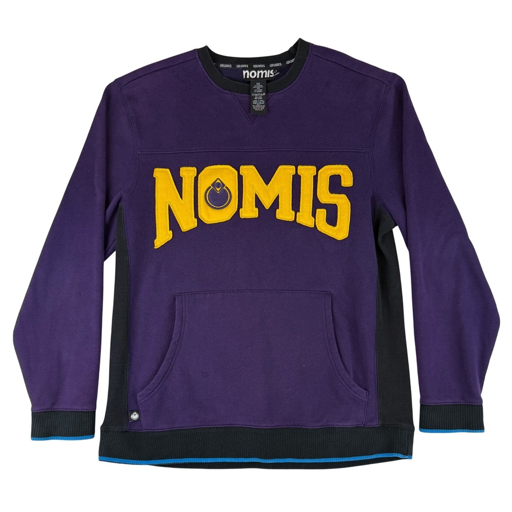 Nomis Sweatshirt Mens Large Tall Purple Yellow Applique Logo Fleece Pullover LT